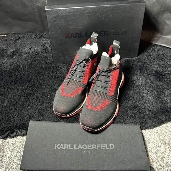 New Men\'s Karl Lagerfeldld Paris Knit Leather Sock Sneaker - 11 main image 4
